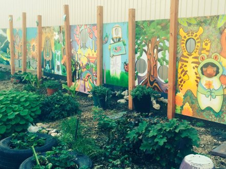 community garden calling murals and tires CvT4GWYXgAAYEhB